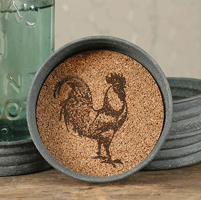 Farmhouse Rooster Mason Jar Coasters (Set of 4)
