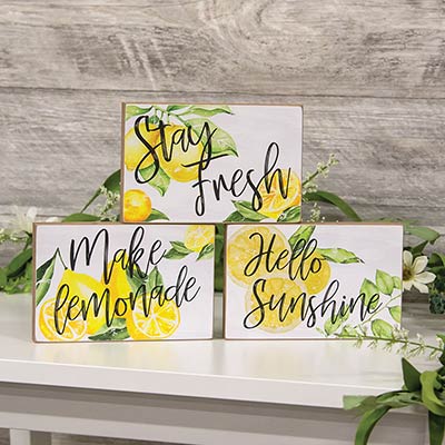 Stay Fresh Lemon Sign Blocks (Set of 3)