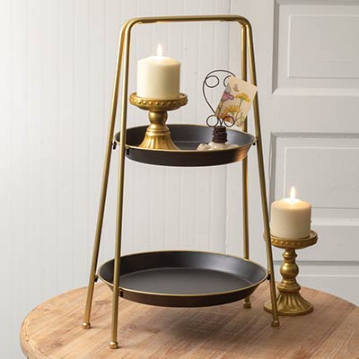Black and Gold Two-Tiered Tray