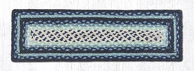 Blueberry and Creme Braided Jute Stair Tread - Rectangle