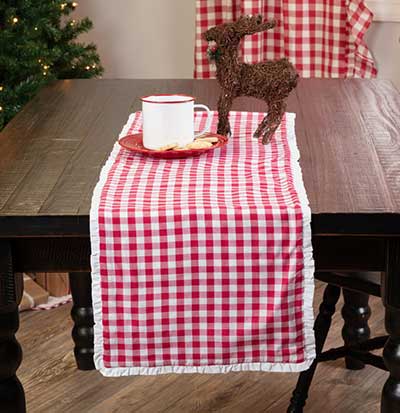 Emmie Red White Check 72 inch Table Runner