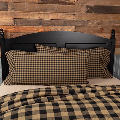 Black Check Pillow Cases - King Size (Set of 2)