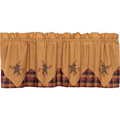 Heritage Farms Primitive Star and Pip Layered Valance
