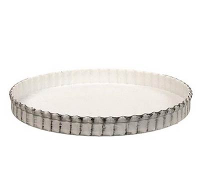 Distressed White Fluted Candle Pan - 6.5 inch