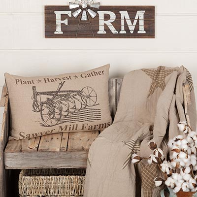 Family Charcoal VHC Brands Sawyer Mill Bedding Accessory Pillow 14x22