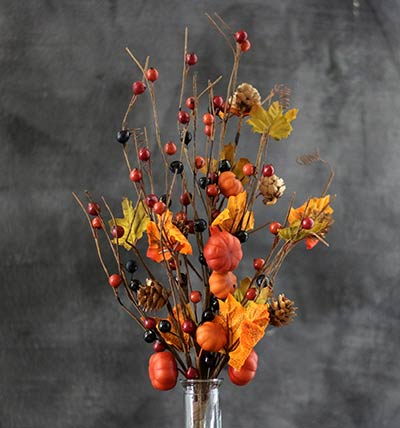 Pumpkin & Autumn Berry Floral Pick
