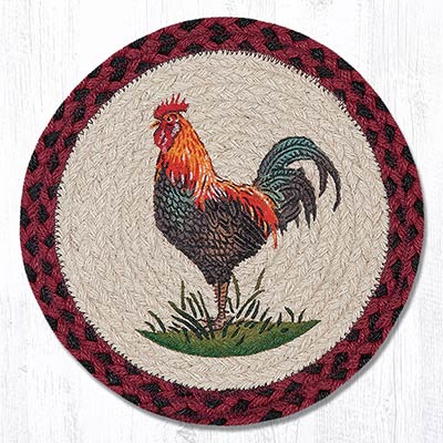 Rustic Rooster Braided Tablemat - Round (10 inch)