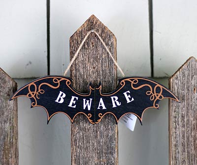 Beware Bat Shaped Sign