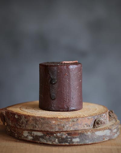Burgundy Dripped Wax Primitive Mini Pillar Candle