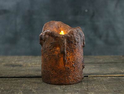 Burnt Mustard Dripped Pillar Candle - 4 x 3 inches