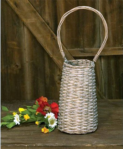 Hanging Basket Gray Washed Finish Woven Willow & Wire 9 inches Country Decor 