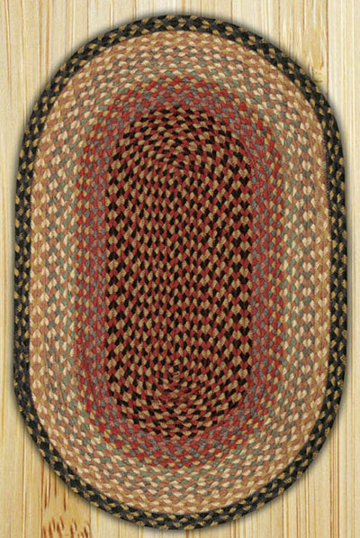 Burgundy/Gray/Creme Oval Jute Rug (Special Order Sizes)