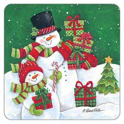 Snowpeople With Gifts Coaster