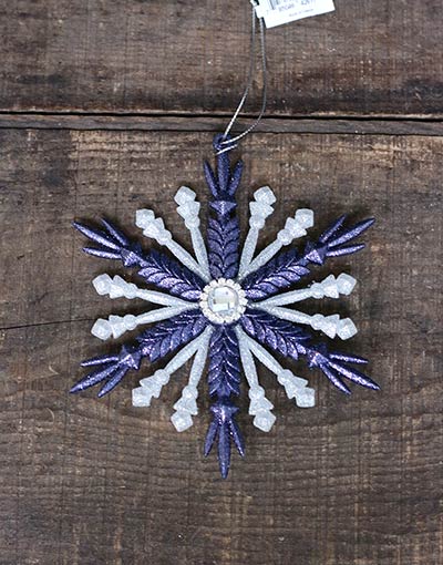 Blue Glittered Snowflake Ornament