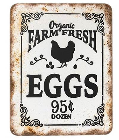 Fresh Eggs From Happy Chickens Novelty Funny Metal Sign 8 in x 12 in 