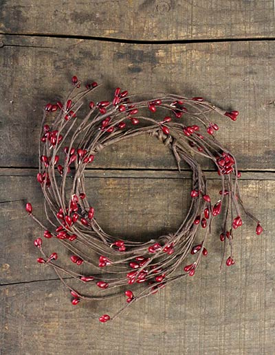 Wreath Candle Ring 3.5" Diameter Pip Berry in Red