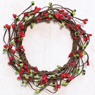 Red & Green Pip Berry Candle Ring - 3.5 inch
