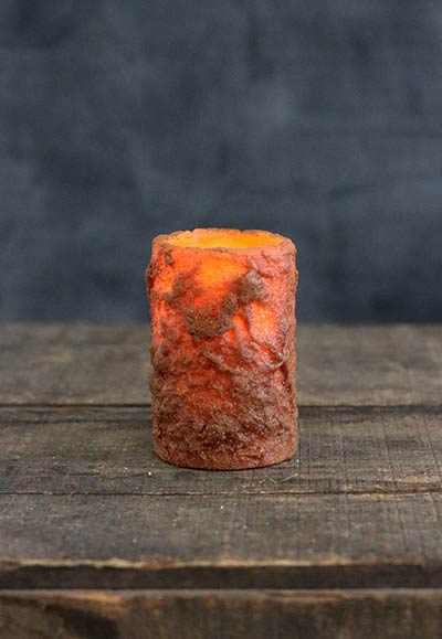Orange Battery Pillar Candle - 3 x 2 inches