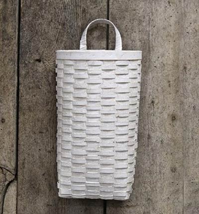 Distressed White Wall Basket