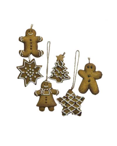Mini Ginger Cookie Christmas Ornaments (Set of 6)