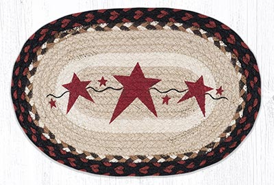 Primitive Stars Burgundy Printed Braided Oval Tablemat