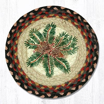 Pinecone Red Berry Braided Tablemat - Round (10 inch)
