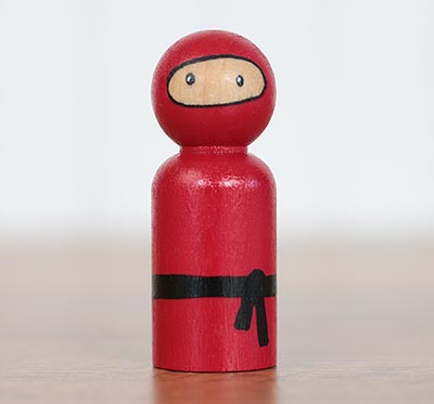 Ninja Peg Doll - Red (or Ornament)