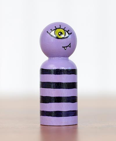 Purple One-Eyed Monster Peg Doll (or Ornament)