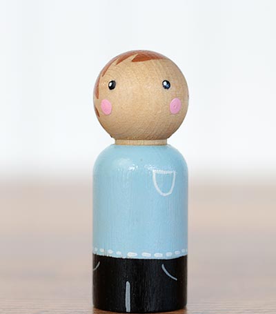 Light Blue Boy Peg Doll (or Ornament)