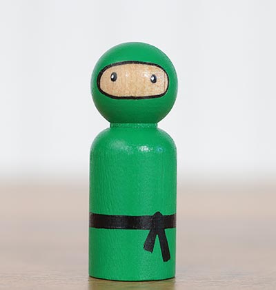Ninja Peg Doll - Green (or Ornament)