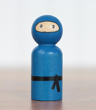 Ninja Peg Doll - Blue (or Ornament)