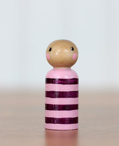 Pink & Purple Striped Peg Doll Baby (or Ornament)