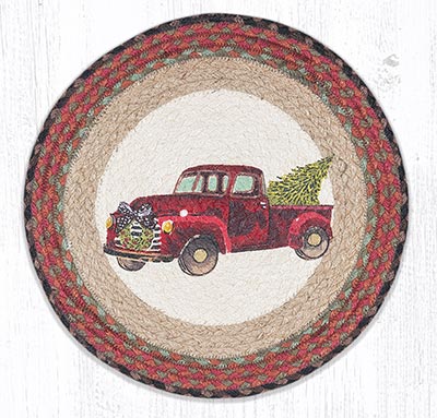 Christmas Truck Round Braided Placemat