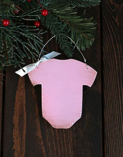 Baby Bodysuit Ornament - Pink (Personalized)