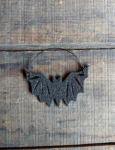 Black Bat Vintage Glitter Ornament