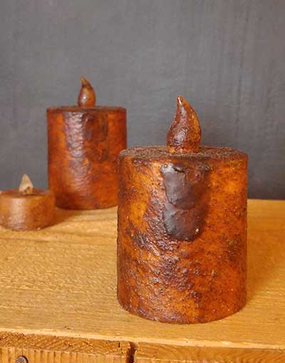 Burnt Mustard Battery Pillar Candle with Timer - 2.5 x 3 inch