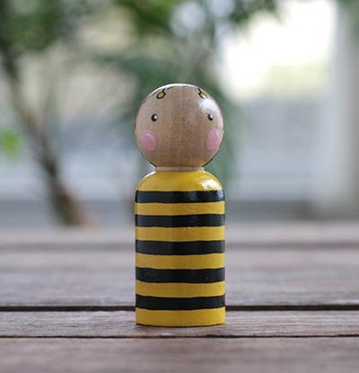 Bumblebee Peg Doll (or Ornament)
