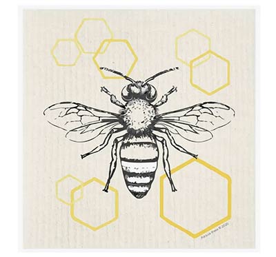 Bee on Hexagons Swedish Dishcloth