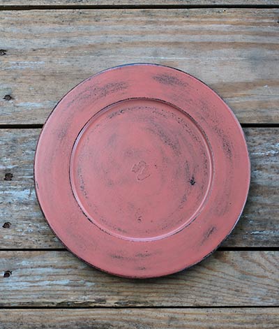 Distressed 9.5 inch Candle Plate - Coral Salmon