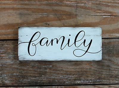 Family Distressed Sign (White)