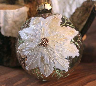 Champagne Antiqued Glass Ornament - Ball