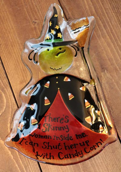 Spooky Halloween Witch Glass Plate
