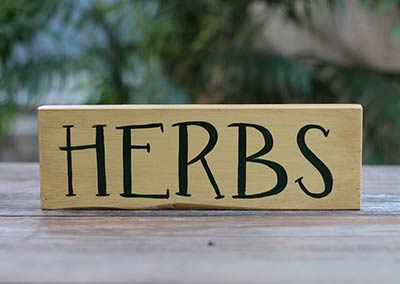 Herbs Hand Lettered Wood Sign (Yellow and Green)