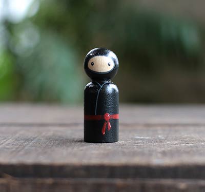 Black Ninja Peg Doll (or Ornament)