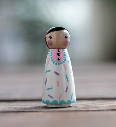 Cupcake Sprinkles Girl Peg Doll - Pastels (or Ornament)