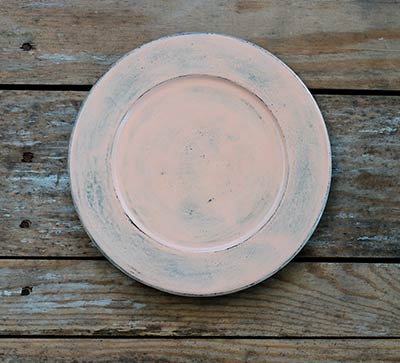 Distressed 8.5 inch Candle Plate - Peach