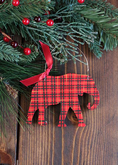 Tartan Plaid Elephant Ornament (Personalized)