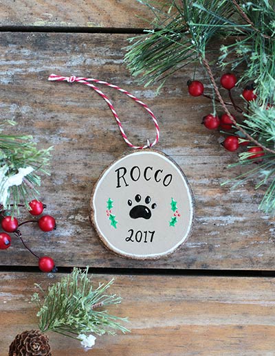 Pet Christmas Wood Slice Ornament (Personalized)