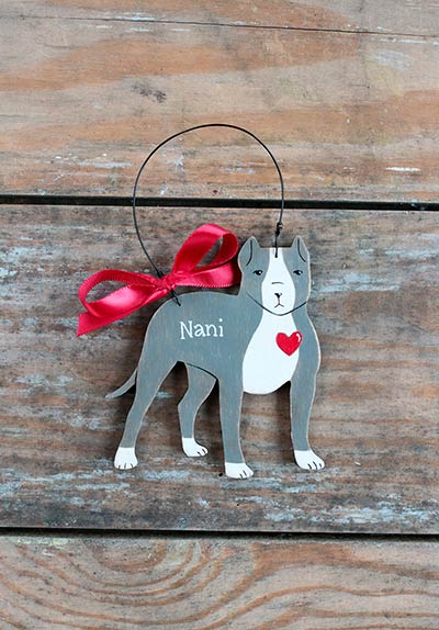 Pit Bull Personalized Ornament - Gray
