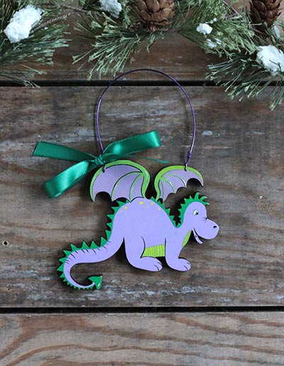 Friendly Dragon Personalized Ornament - Purple
